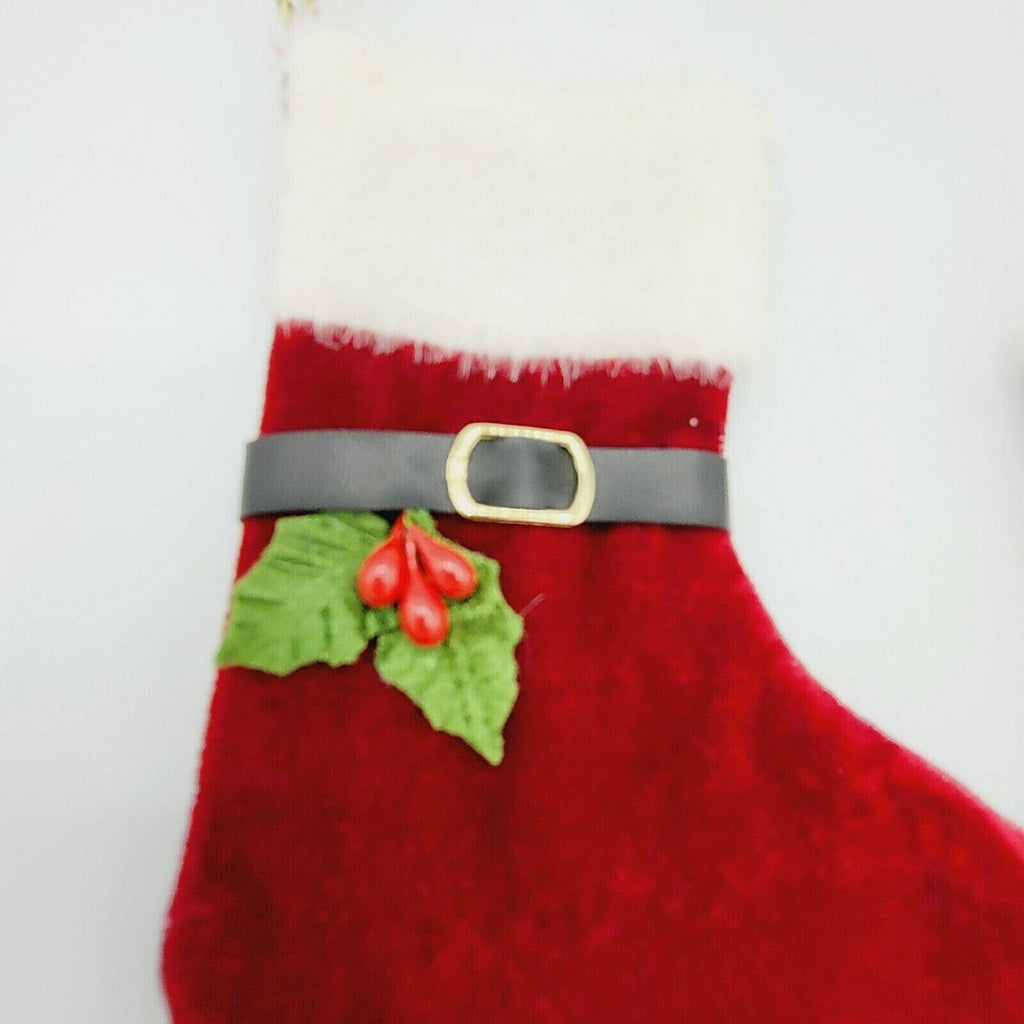 Lot of 2 Red Velvet Christmas stockings Ornaments Gifts 5 in
