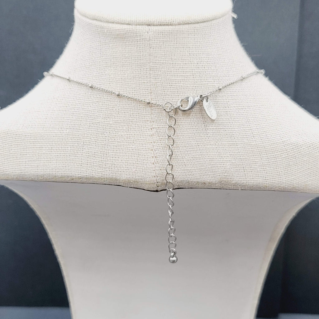 Lia Sophia Necklace Silver tone Leaf Pendant Dyed Blue Howlite Stone 16"-18"