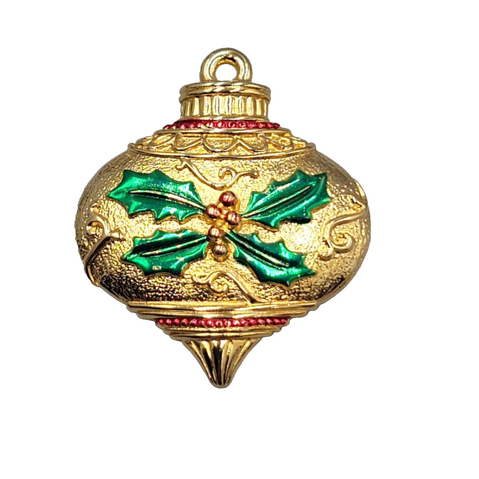 Vintage JJ Christmas Ornament Brooch Enamel Gold tone 2"