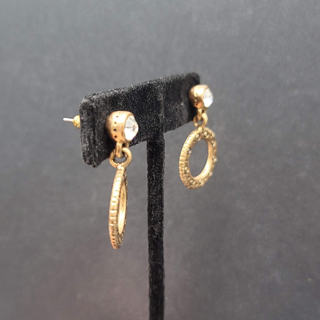 Pierced Earrings TAKE CHANCES FIND A PASSION Gold tone Dangle Hidden  1 1/8"