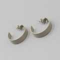 Vintage Gray Enamel Hoops Pierced Earrings 3/4"