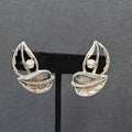 Vtg Sarah Cov Clip on Earrings Silver tone Leaves Climber Large Statement 1.5"