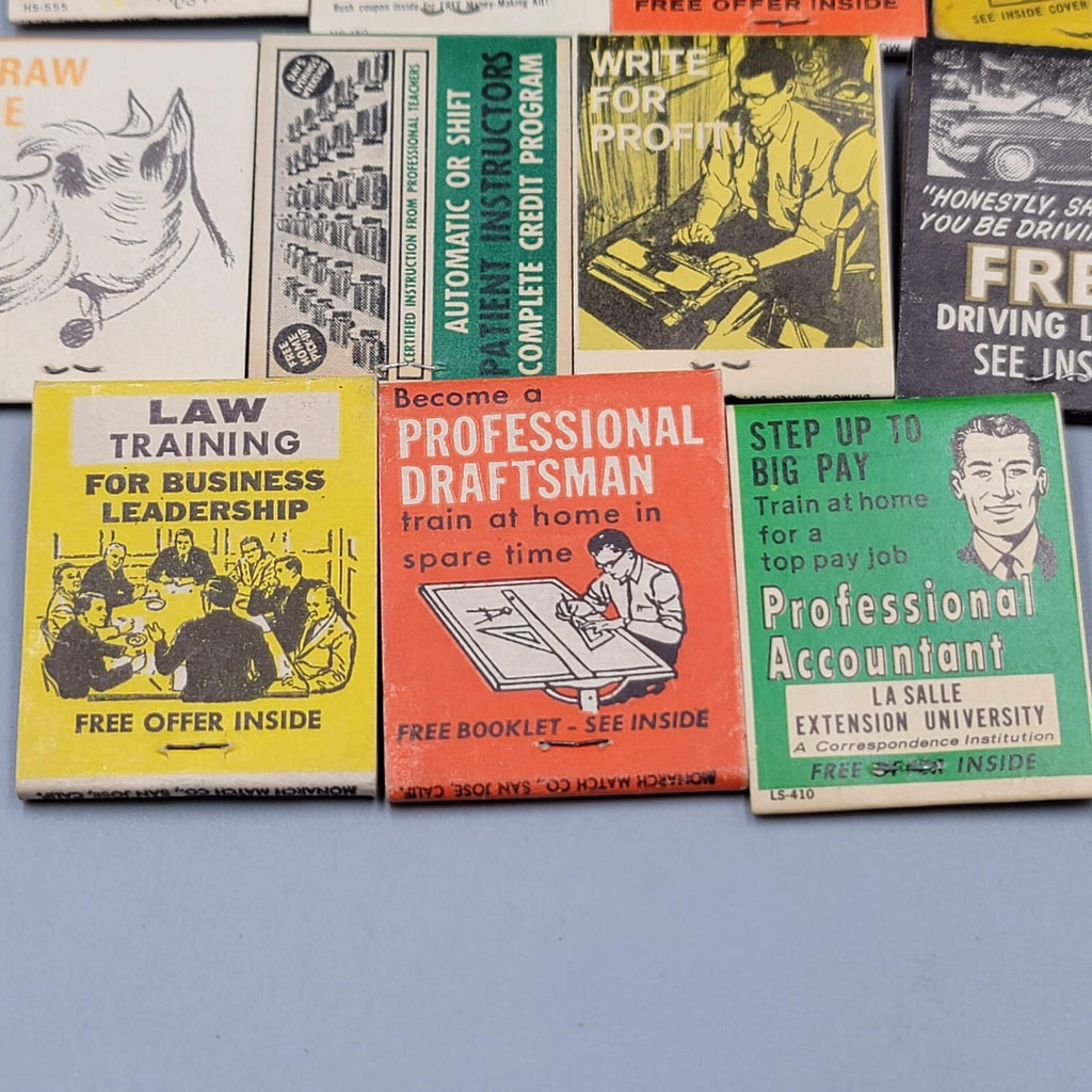 Vintage Matchbook Variety Lot of 11 Study Law Driving School High School