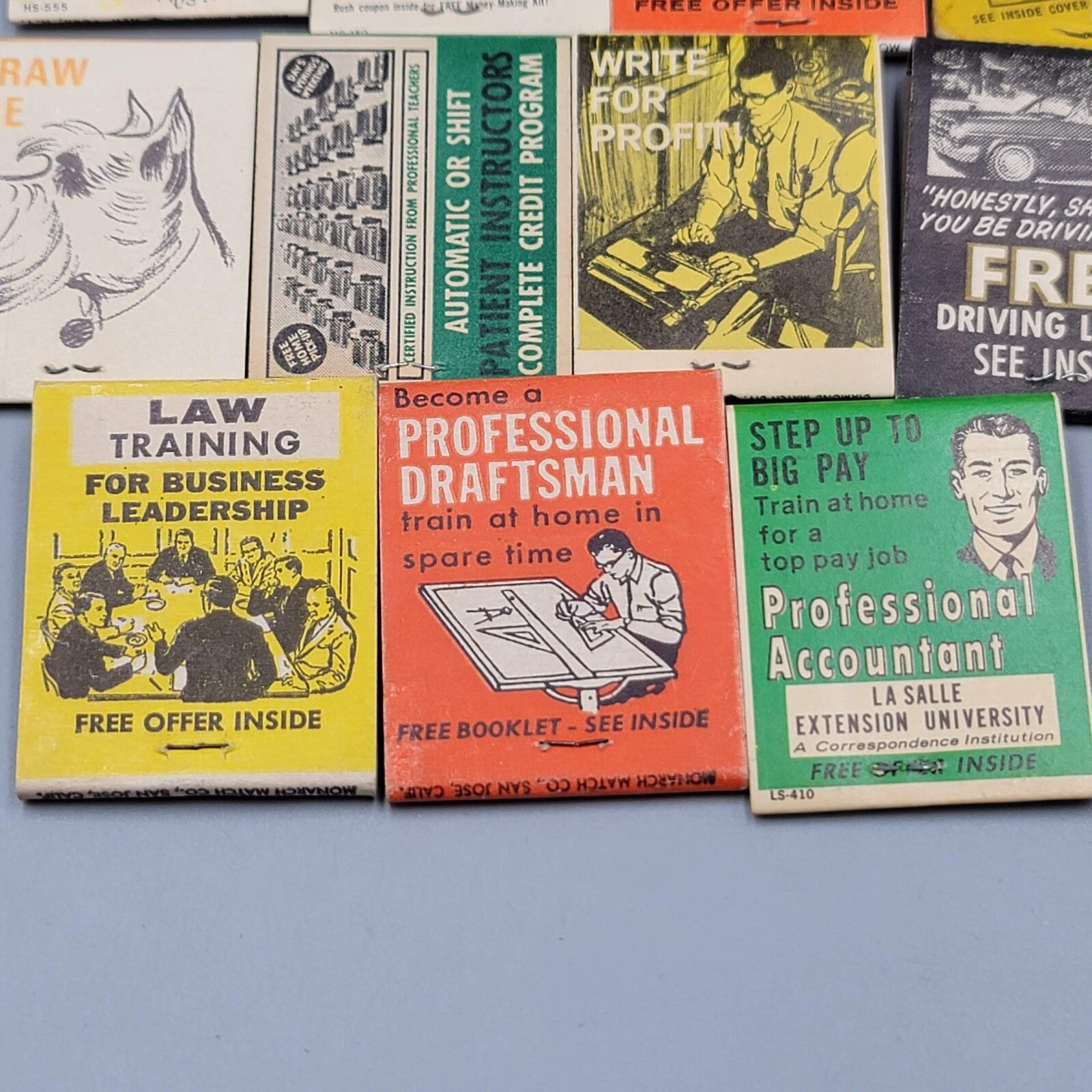 Vintage Matchbook Variety Lot of 11 Study Law Driving School High School