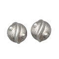 Vintage Large Dome Statement Clip on Earrings Silver tone 1 1/8"