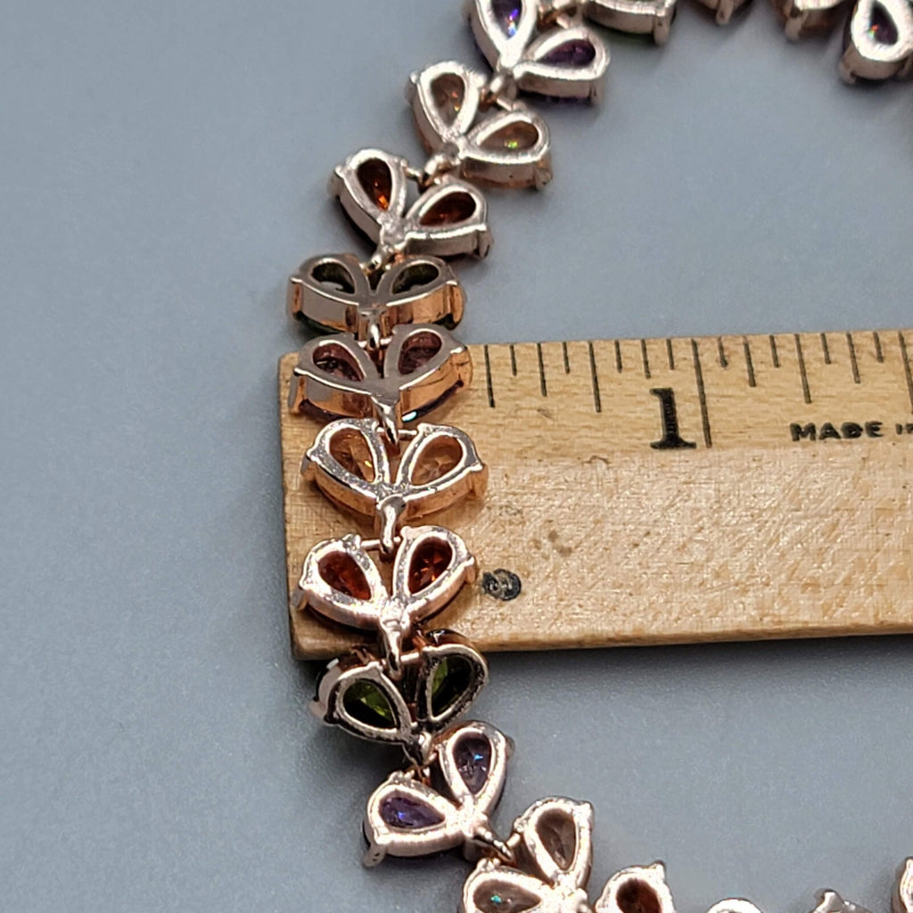 Rose Gold tone Tennis Bracelet Teardrop Shape Crystal 7"