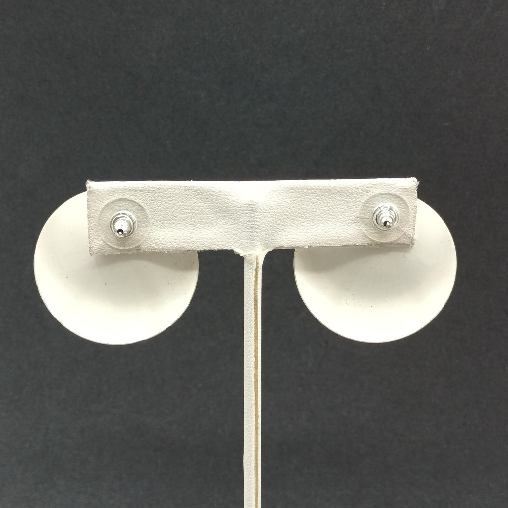 Vintage Pierced Earrings White Enamel Wavy Bent Metal Enamel Drop 1 1/4"