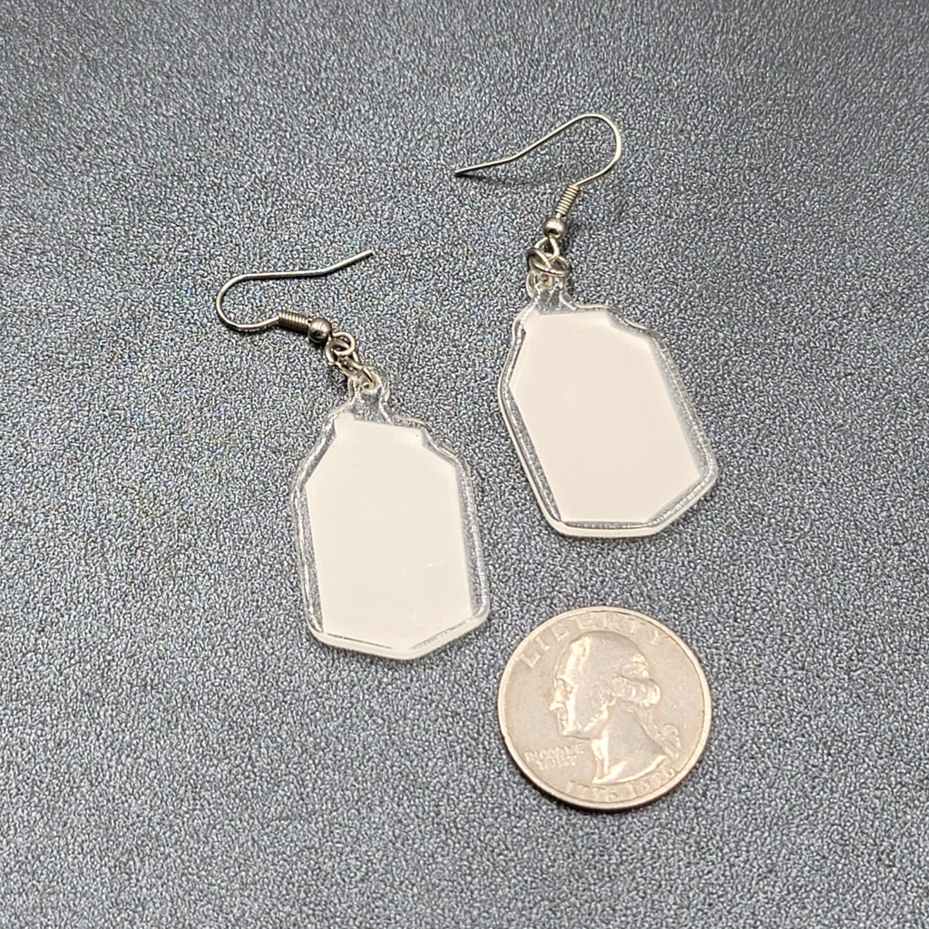 Strawberry Milk Pierced Earrings Acrylic Dangle Silver tone Hooks 1.5"