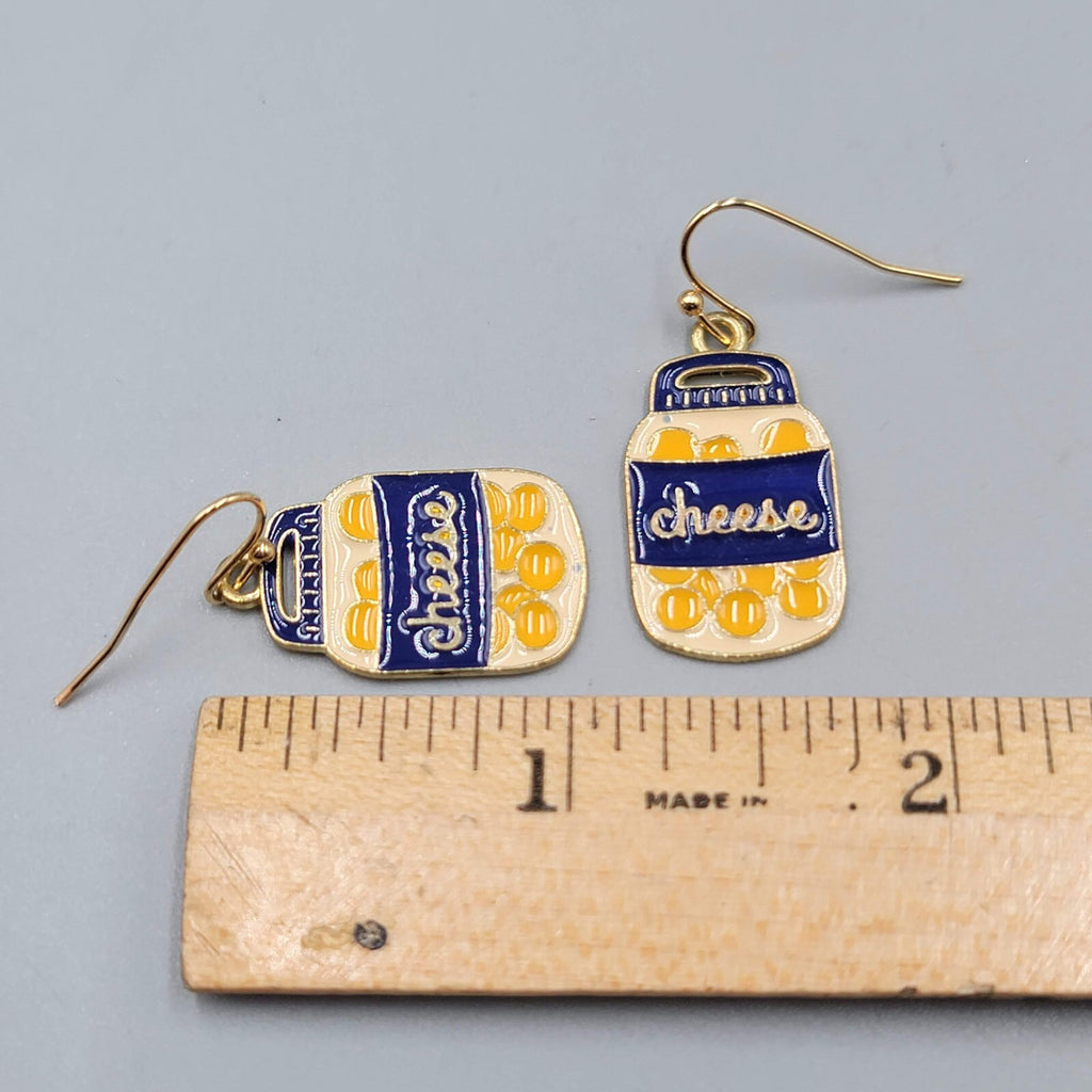Cheese Puffs Balls Pierced Earrings Gold tone dangle 1"