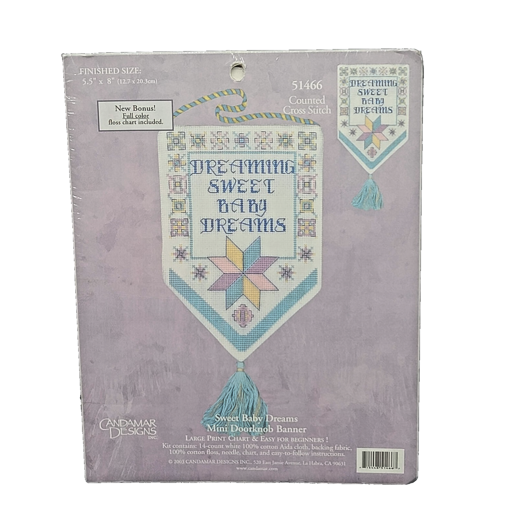 VTG CANDAMAR DESIGNS DREAMING SWEET BABY DREAMS 51466 DOORKNOB BANNER NEW 2003