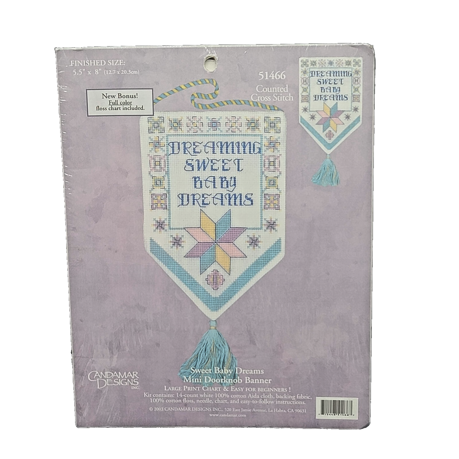 VTG CANDAMAR DESIGNS DREAMING SWEET BABY DREAMS 51466 DOORKNOB BANNER NEW 2003