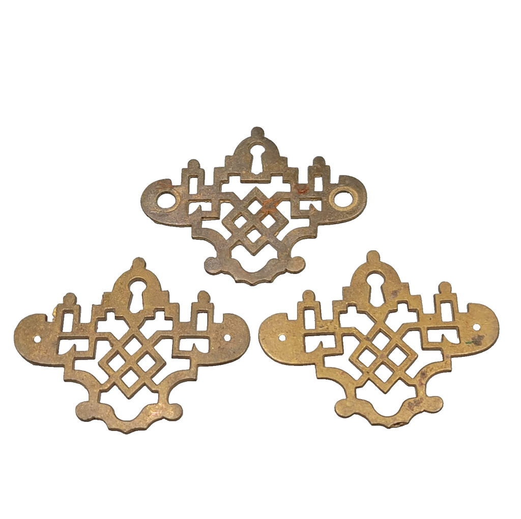 Vintage Brass Drawer Pull Backplate Only Set of 3 -  2 3/4"