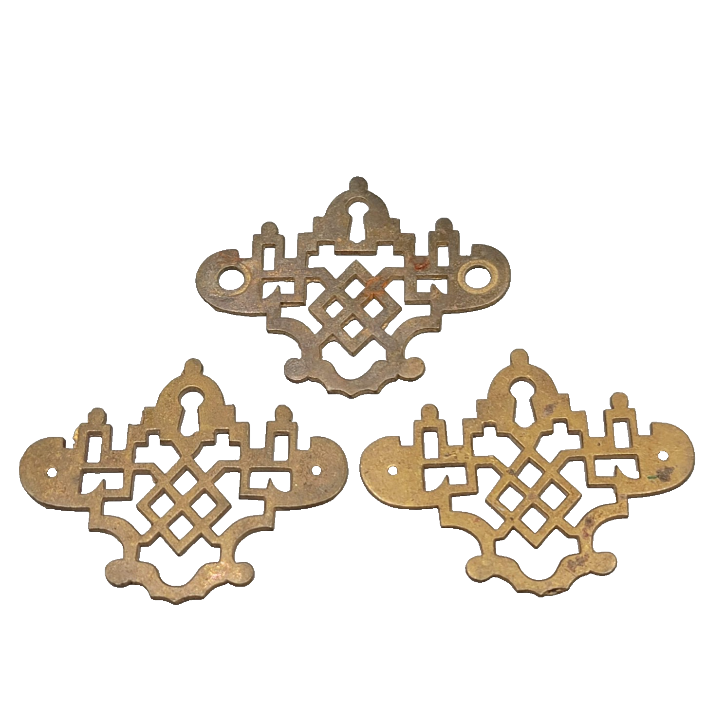 Vintage Brass Drawer Pull Backplate Only Set of 3 -  2 3/4"