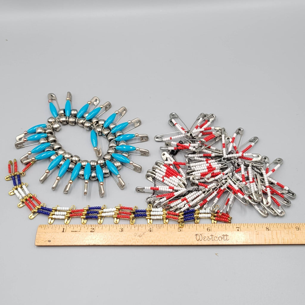 Vintage Beaded Safety Pins Pin Seed Beads Jewelry Crafts Crafting