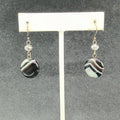 Pierced Earrings Silver tone Round Quartz Bead Dangle 1"