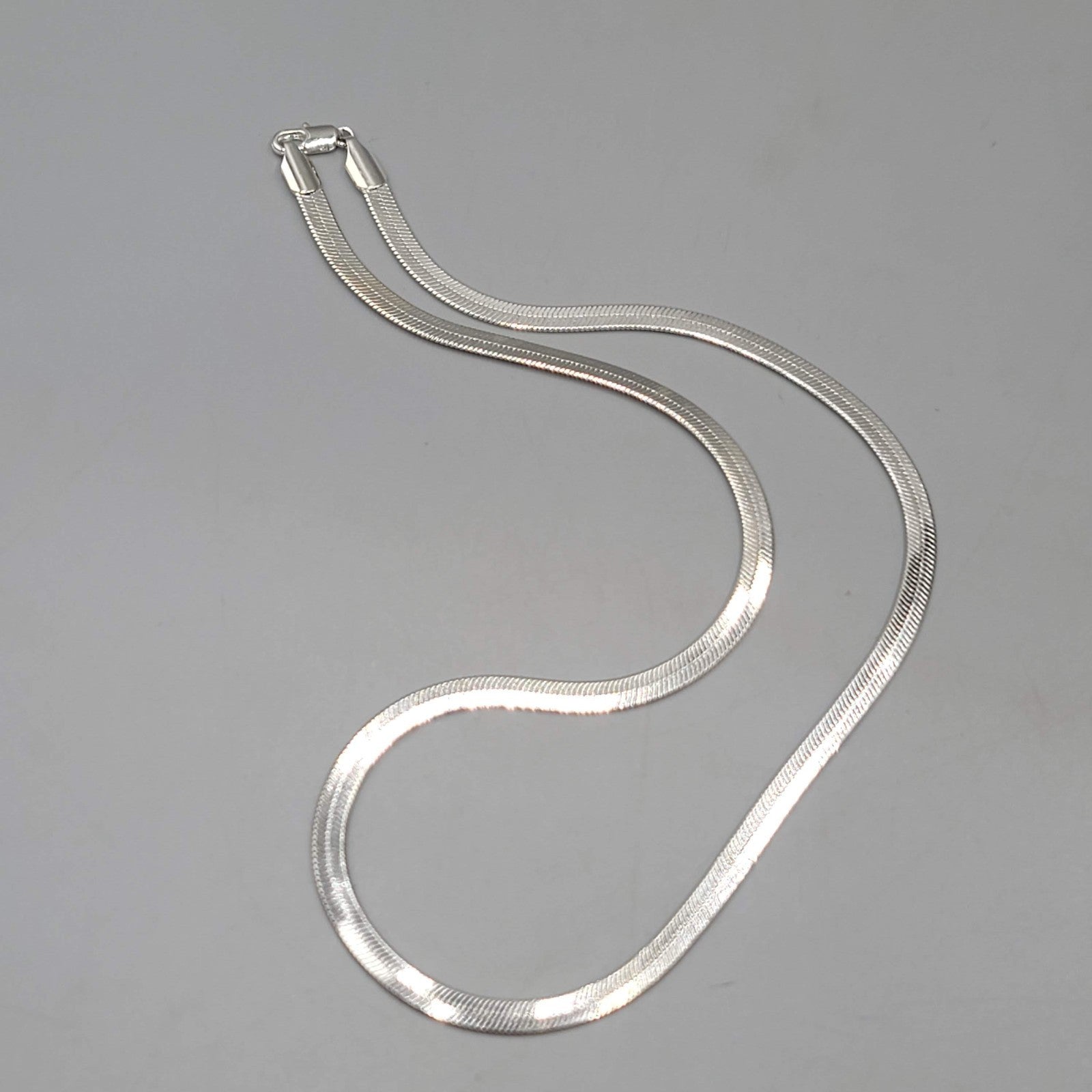 Vintage Herringbone Chain Necklace Silver Plated Estate Costume Jewelry 20"