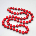 Vintage Red Bead Black Splatter Necklace 28"