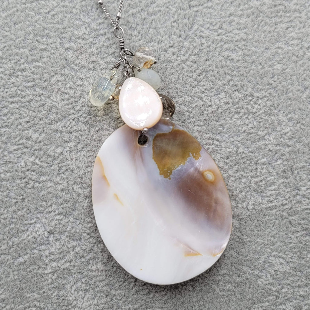 J Jill Shell Pendant Sterling Silver Necklace 20 - 22 in Station Chain 925