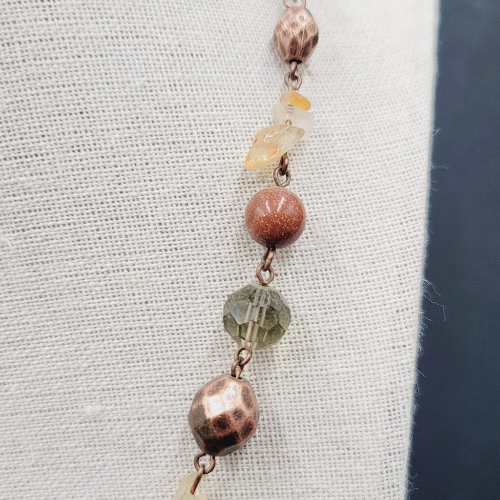 Avon Beaded NecklaceMulti Stone Copper tone 18"-21" Adj