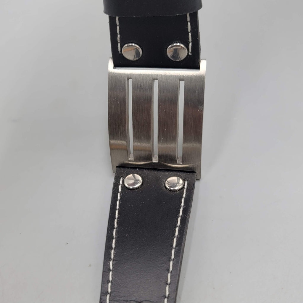 Mens Chisel Stainless Steel Black Leather Bracelet