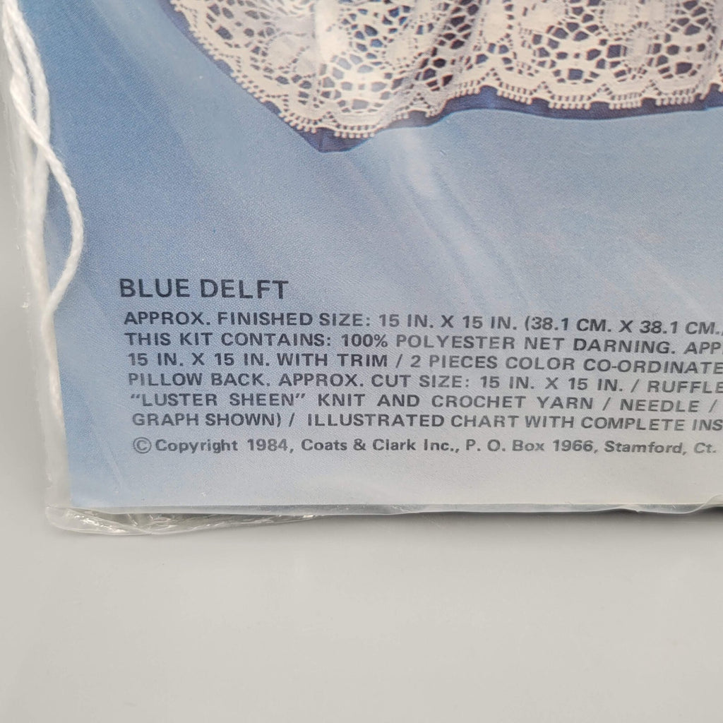 Vintage Red Heart Blue Delft Kit Lace Pillow Kit 5922-04 NOS