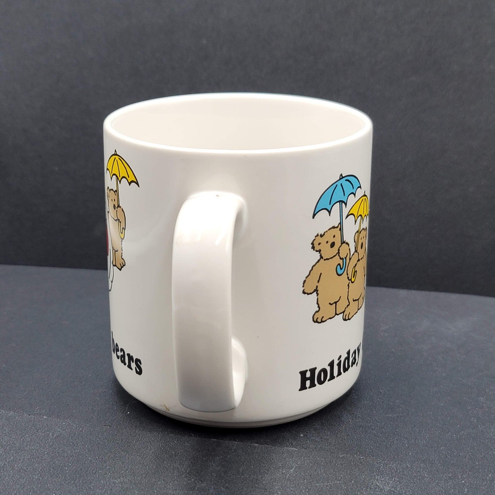 Vtg Holiday Greetings Santa and His Rain Bears Christmas Coffee Mug Russ Bears
