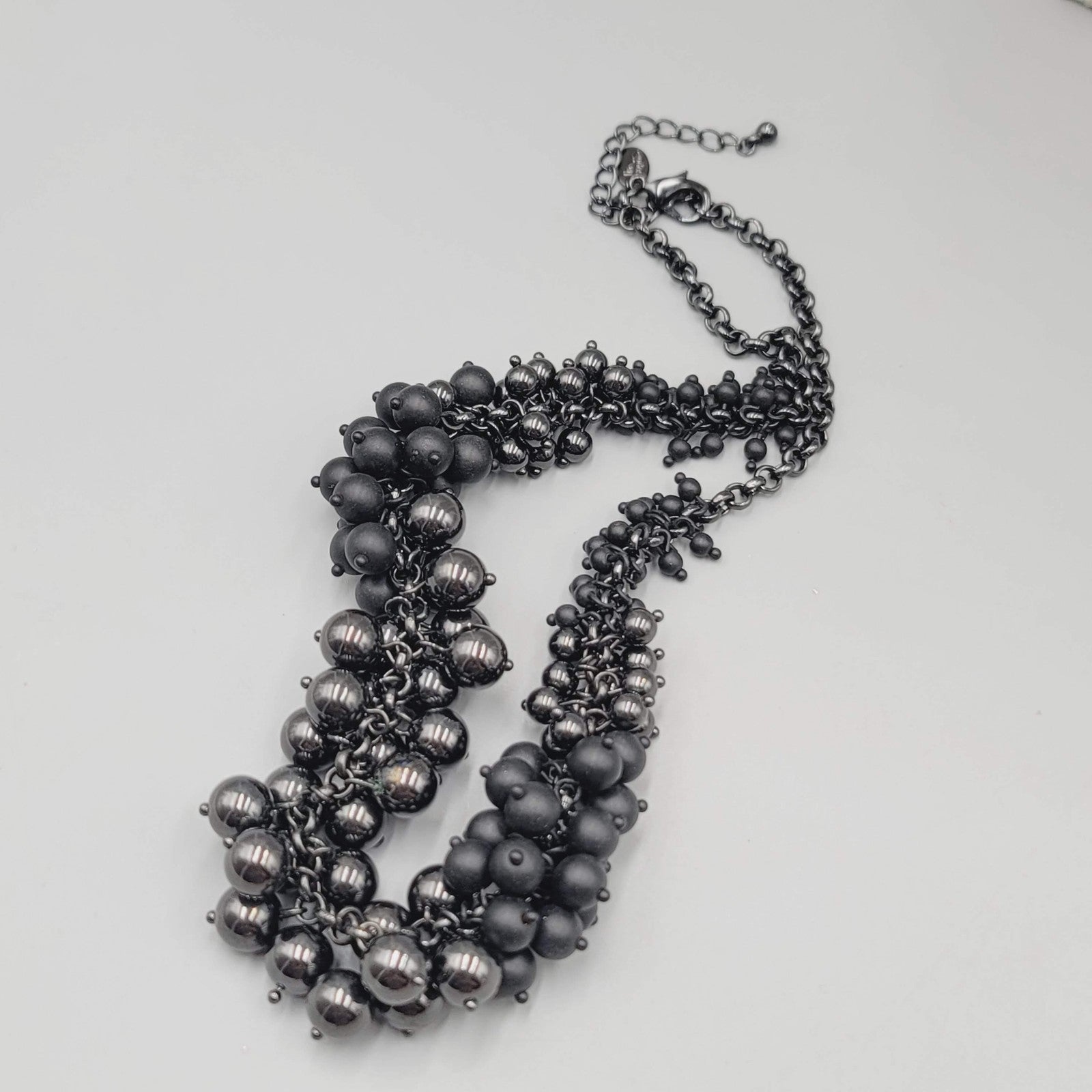 J Crew Statement Necklace Clustered Beads Adjustable Chain 16"-19"