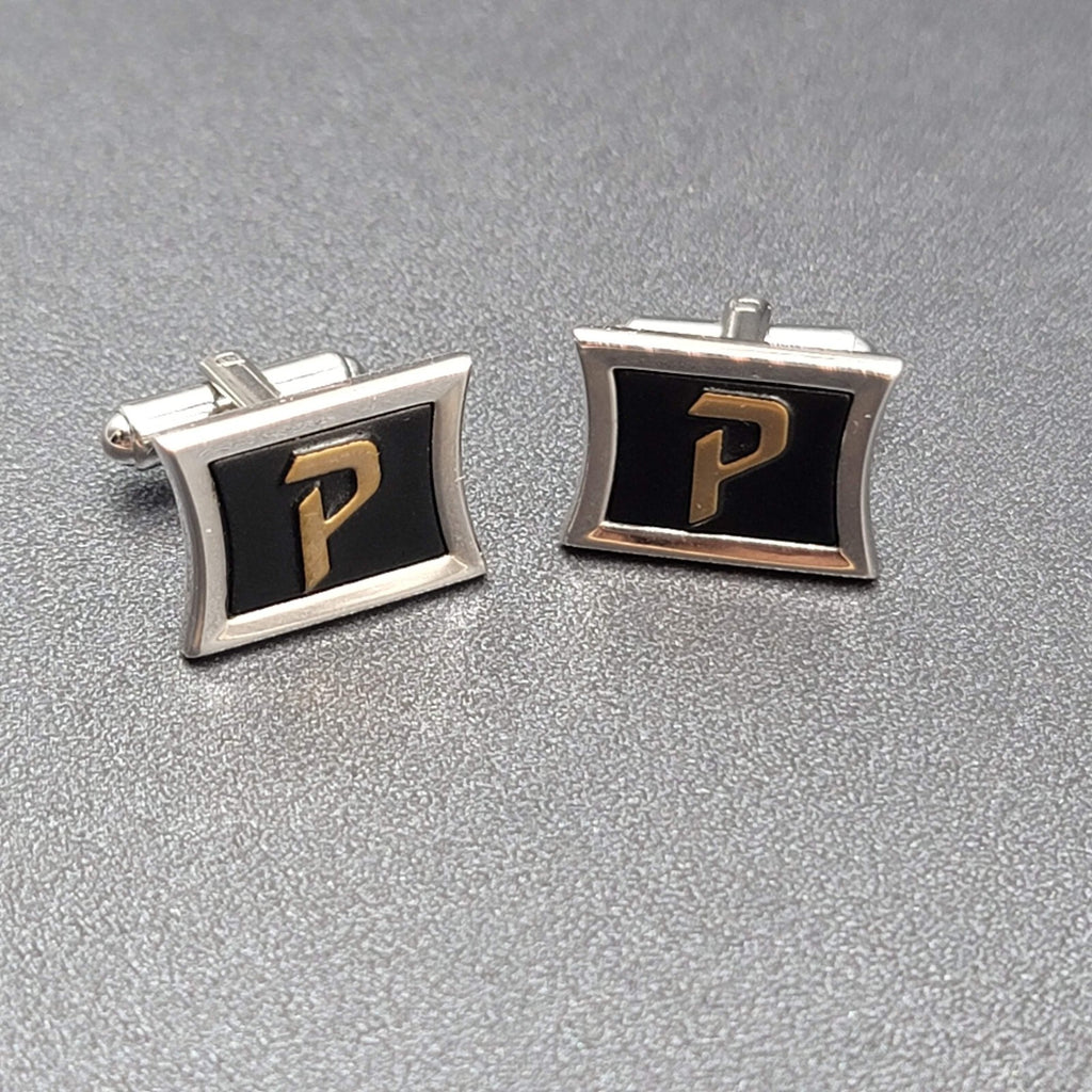 P Monogram Initial Letter Vintage HICKOK USA Cuff Links Estate Jewelry