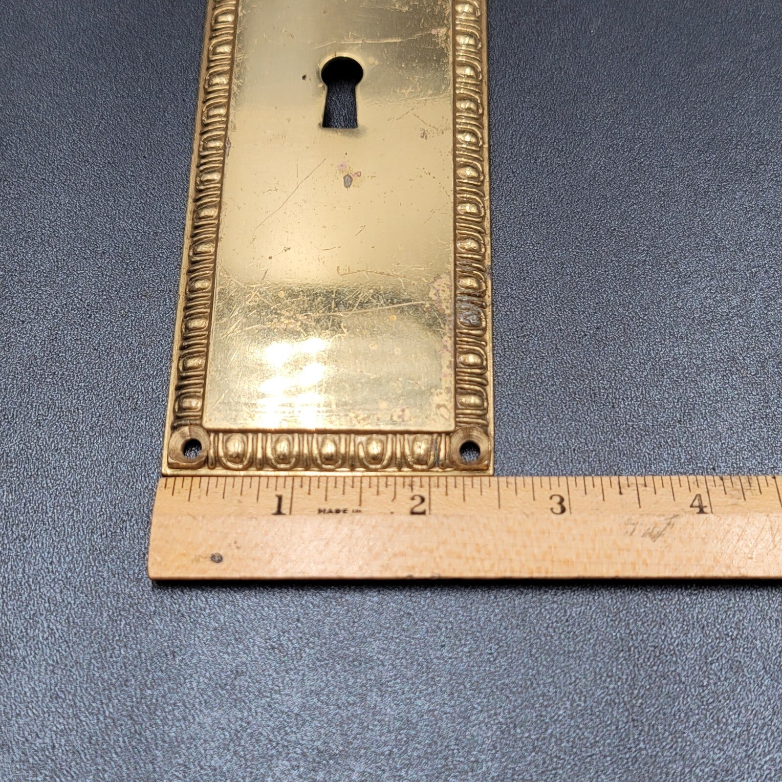 Vintage Brass Doorknob Back Plate Skeleton Keyhole Made in India