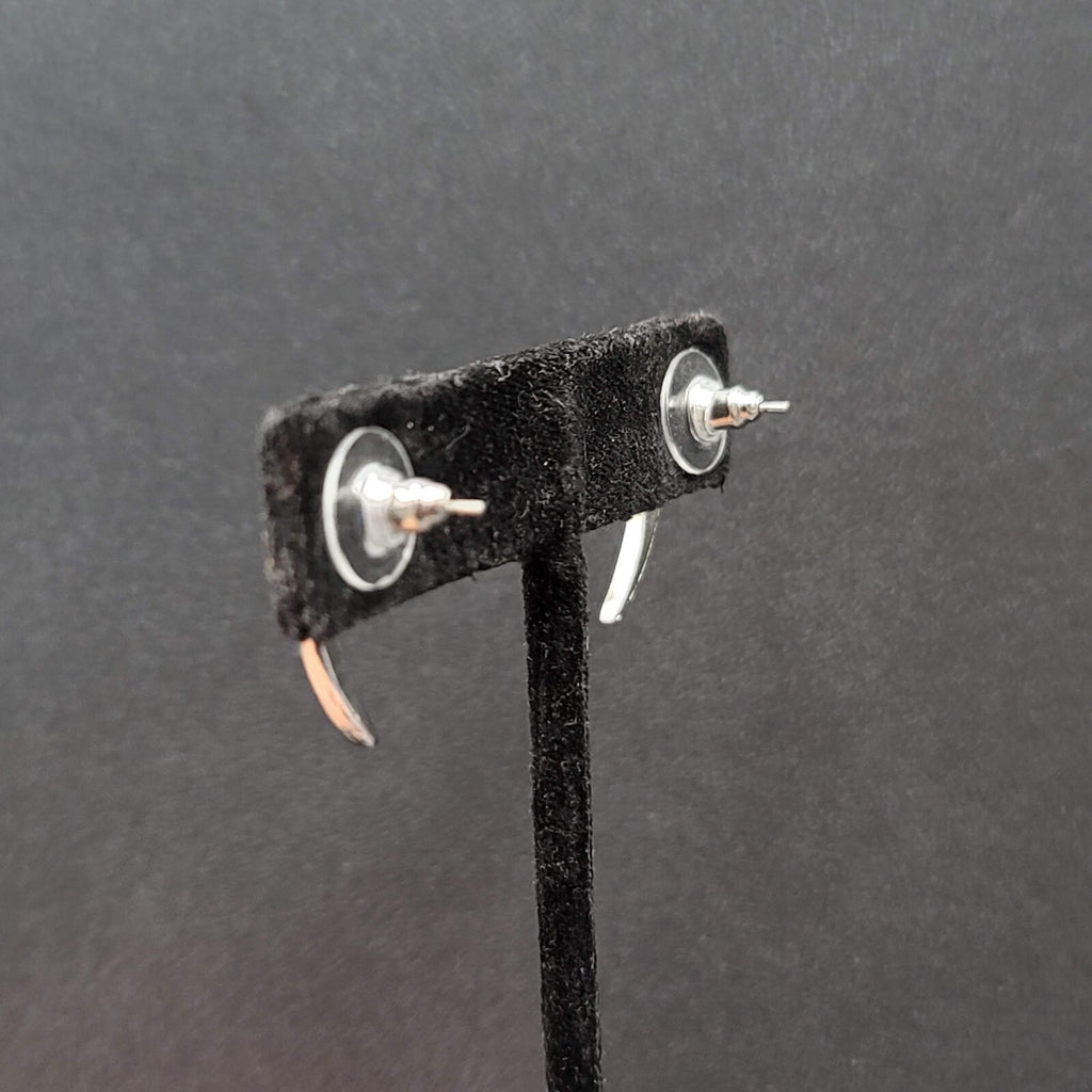 Pierced Earrings Silver tone Clear Rhinestone Drop 1"