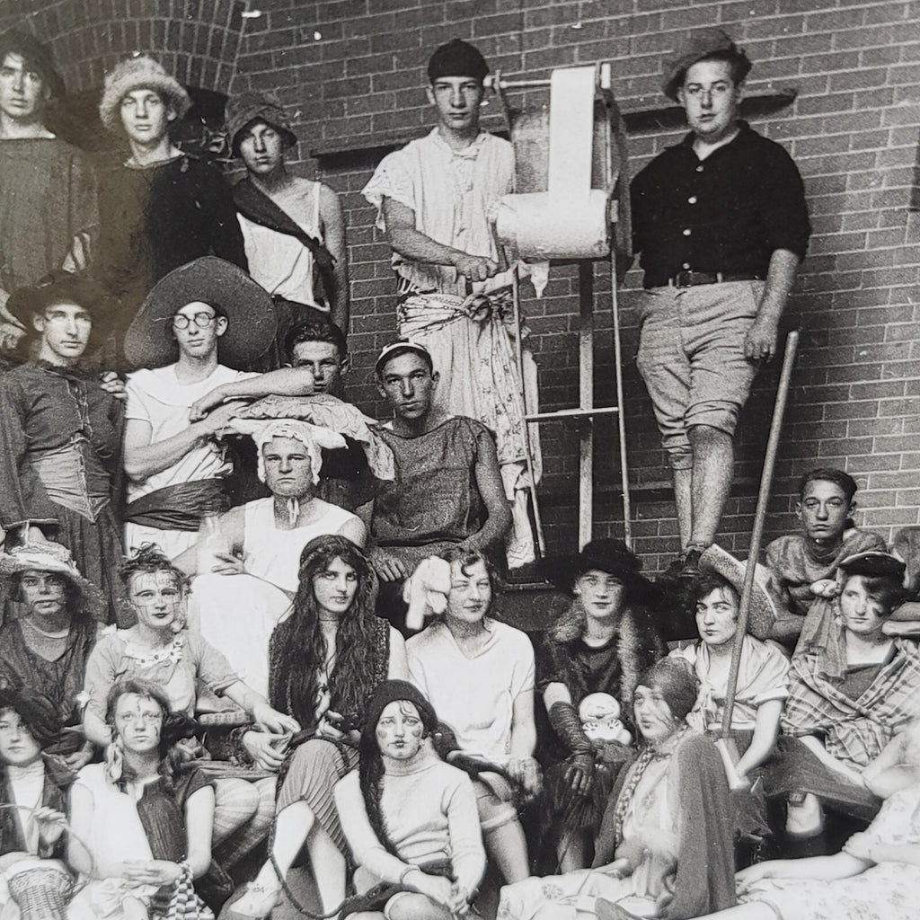 Rare Antique University Freshman Initiation Costume Black White Photo 10"x6.5"