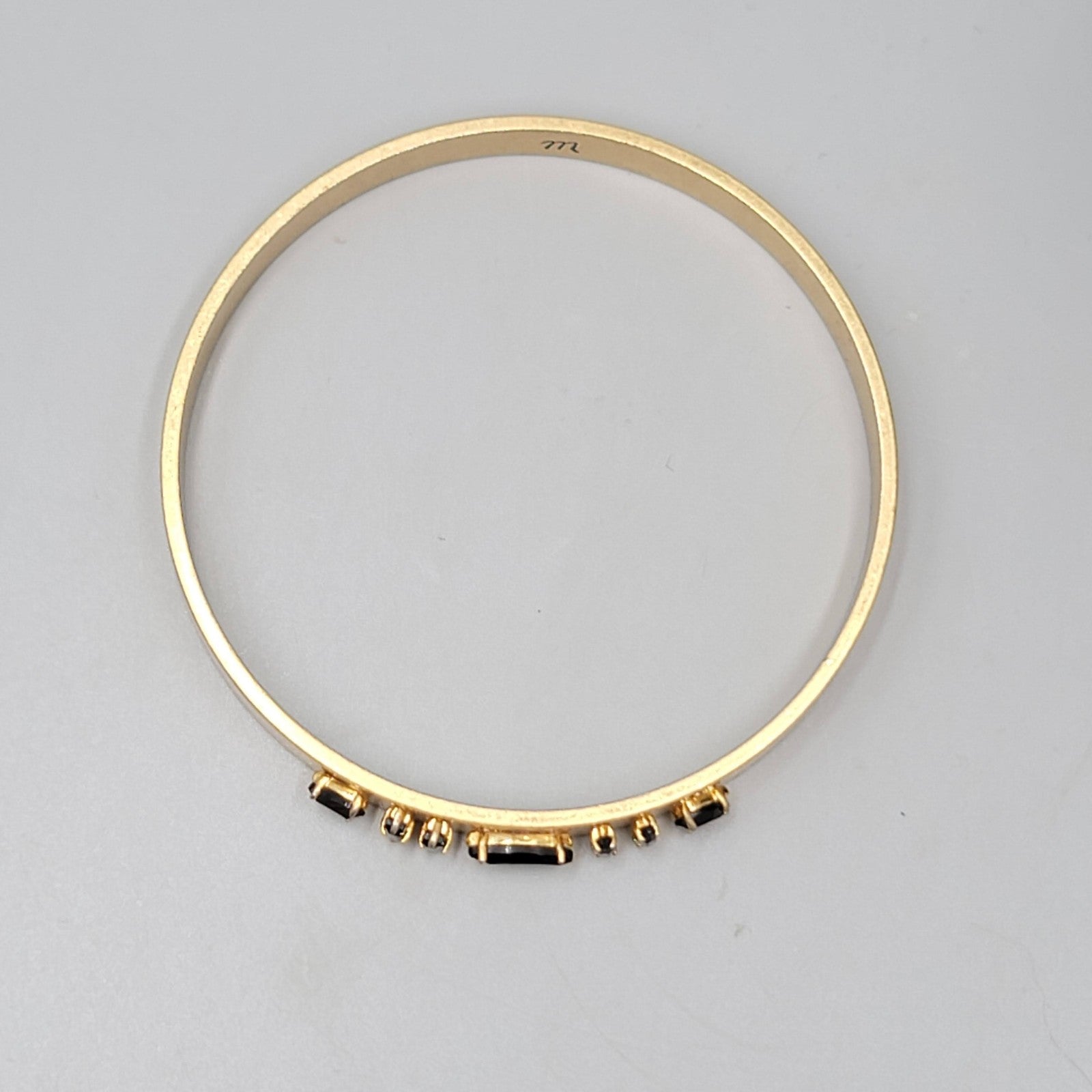 Madewell Gold Tone Black Stone Bangle Bracelet 7.75"