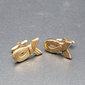 Vintage Mens Cufflinks Gold Plated Awareness Ribbon Design 1"