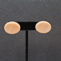 Vintage Pierced Earrings Light Pink Swirl Resin Molded Oval Drop 1" x 3/4"