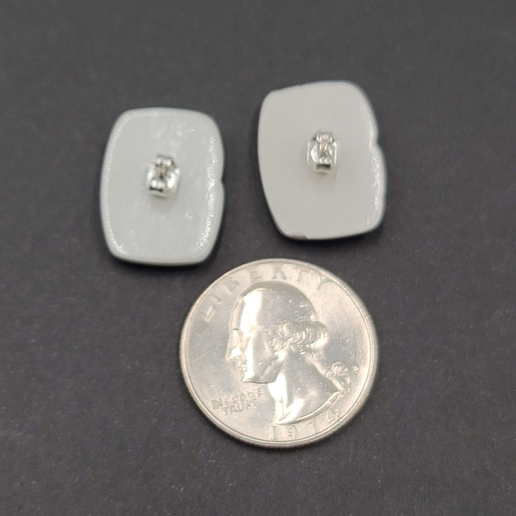 Vintage Gray Pierced Earrings Simple Acrylic Rectangle Drop 3/4"