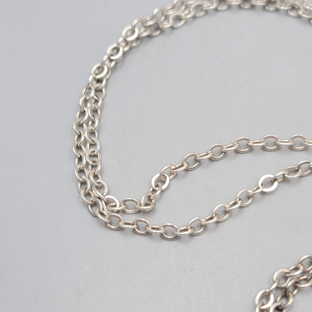 Sterling Silver Necklace Flower Embossed Puffy Heart Pendant Long Chain 30 in