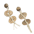 Bronze tone Drop Pierced Earrings Beige Cord Boho 3 in