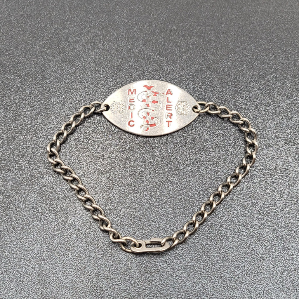 Medical Alert Bracelet Allergy to Tetanus Toxoid Stainless Steel 8.5" Adj