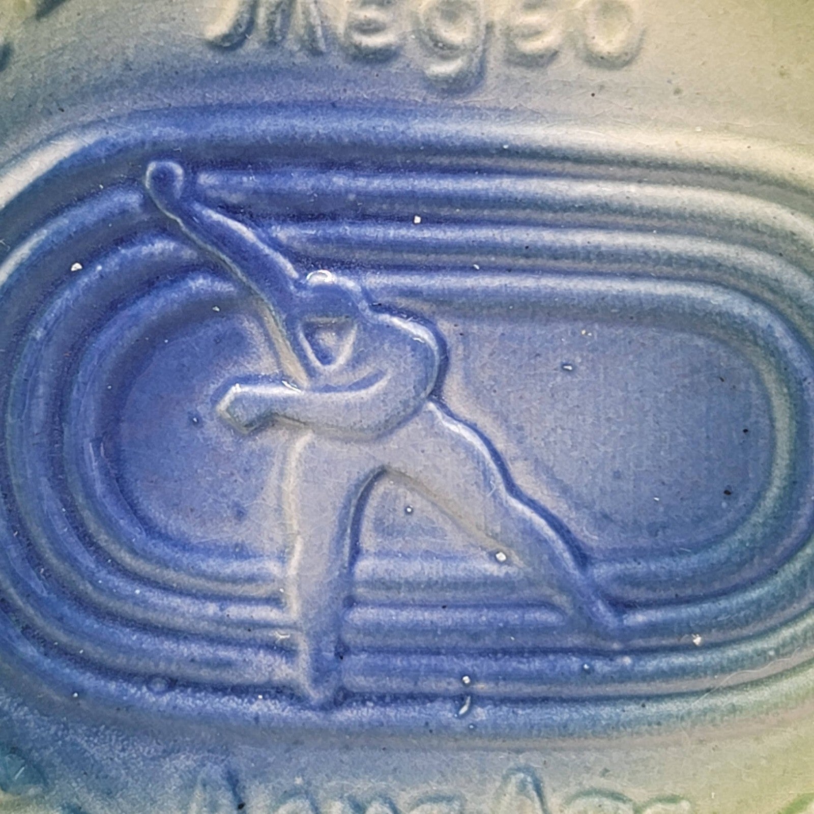 Vintage Collectible Plate Megeo Speen Skater Green Blue 5.5"