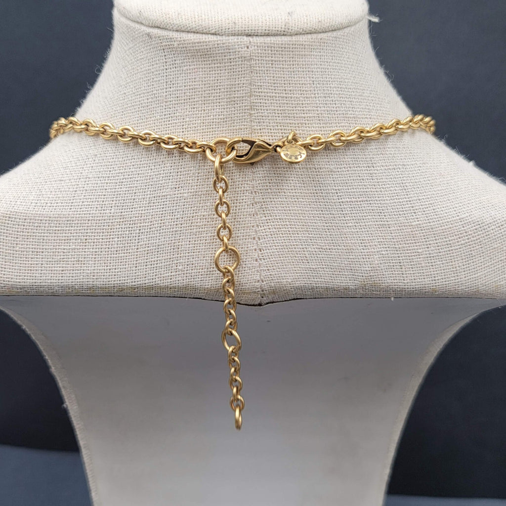 J Crew Necklace Gold tone Pink Acrylic Cabochons 16"-19"