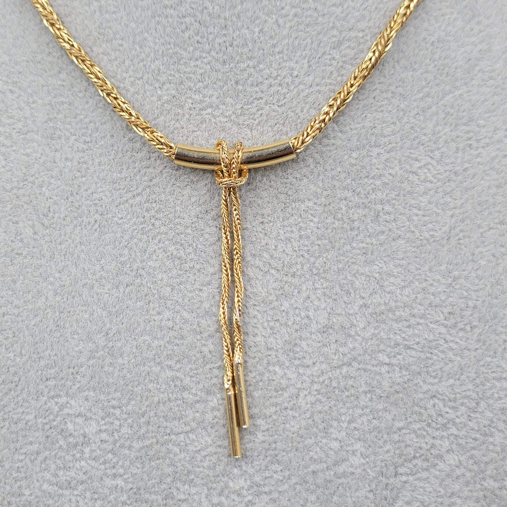 Vintage Foxtail Twist Chain Fringe Pendant Necklace Small 16 in