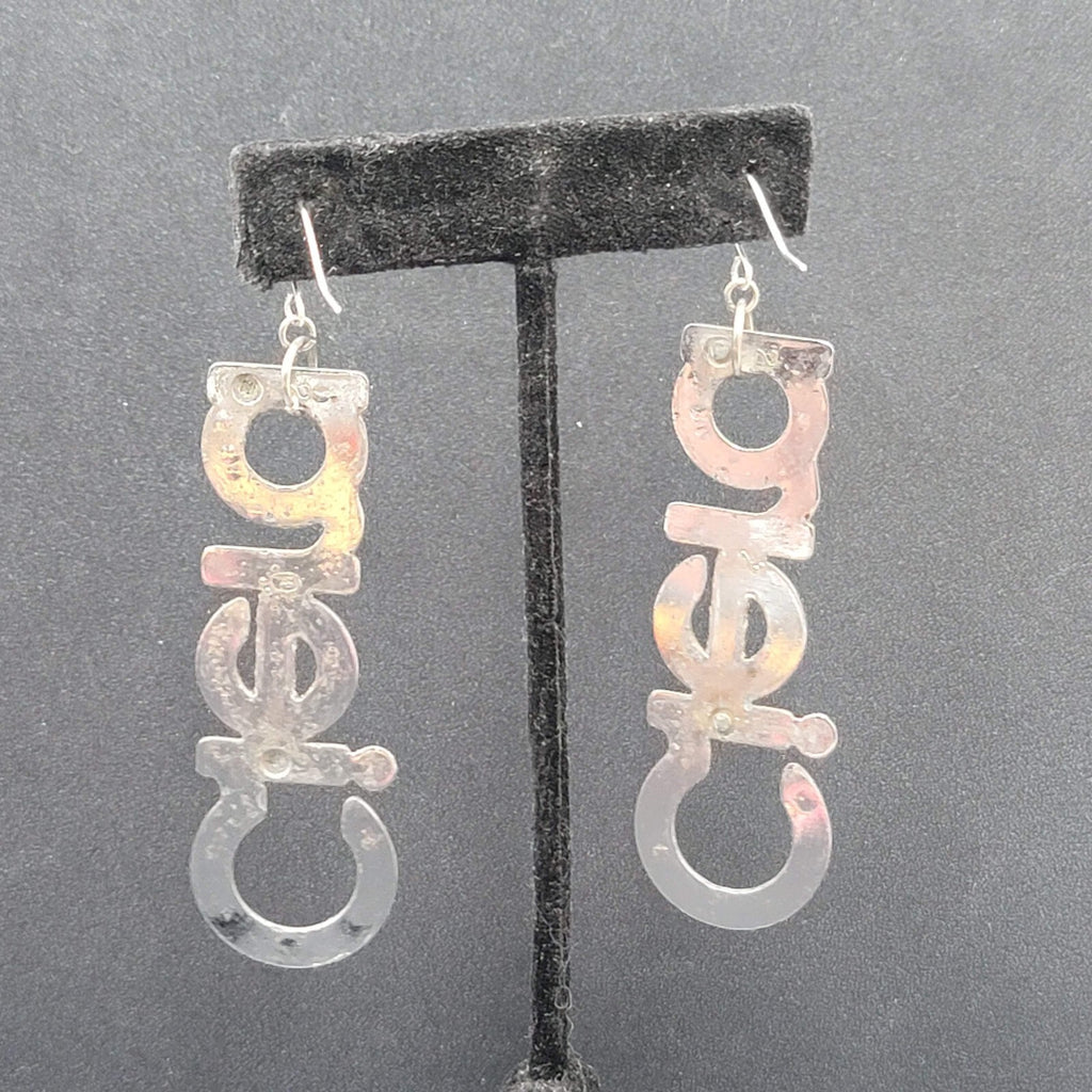 CIERA Pierced Earrings Silver tone Dangle  2.75" Oldsmobile Emblem