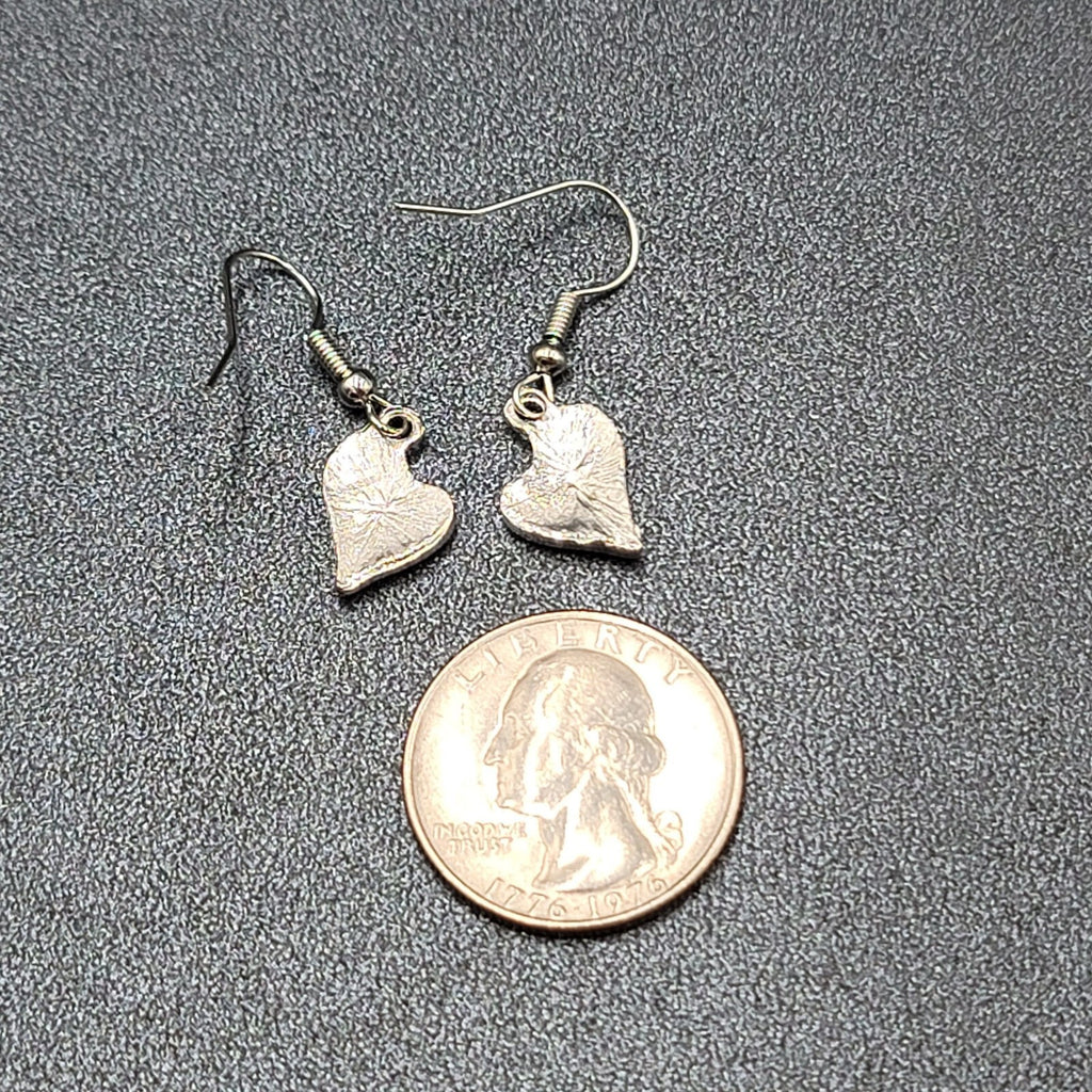 Heart Pierced Earrings Silver tone Blue Enamel Glitter Dangle 5/8"