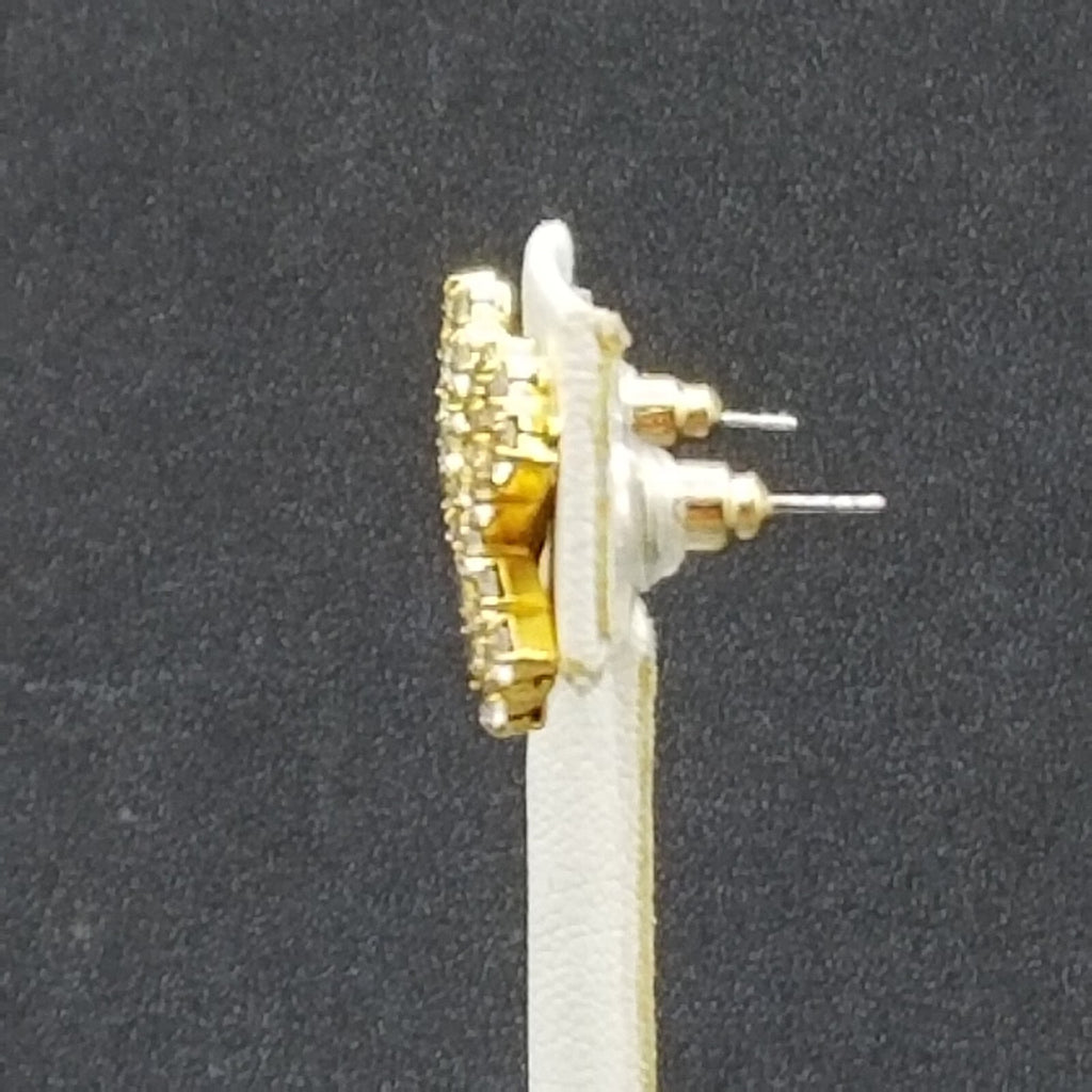 Pierced Earrings Gold tone Crystal X Statement Stud 1/2"