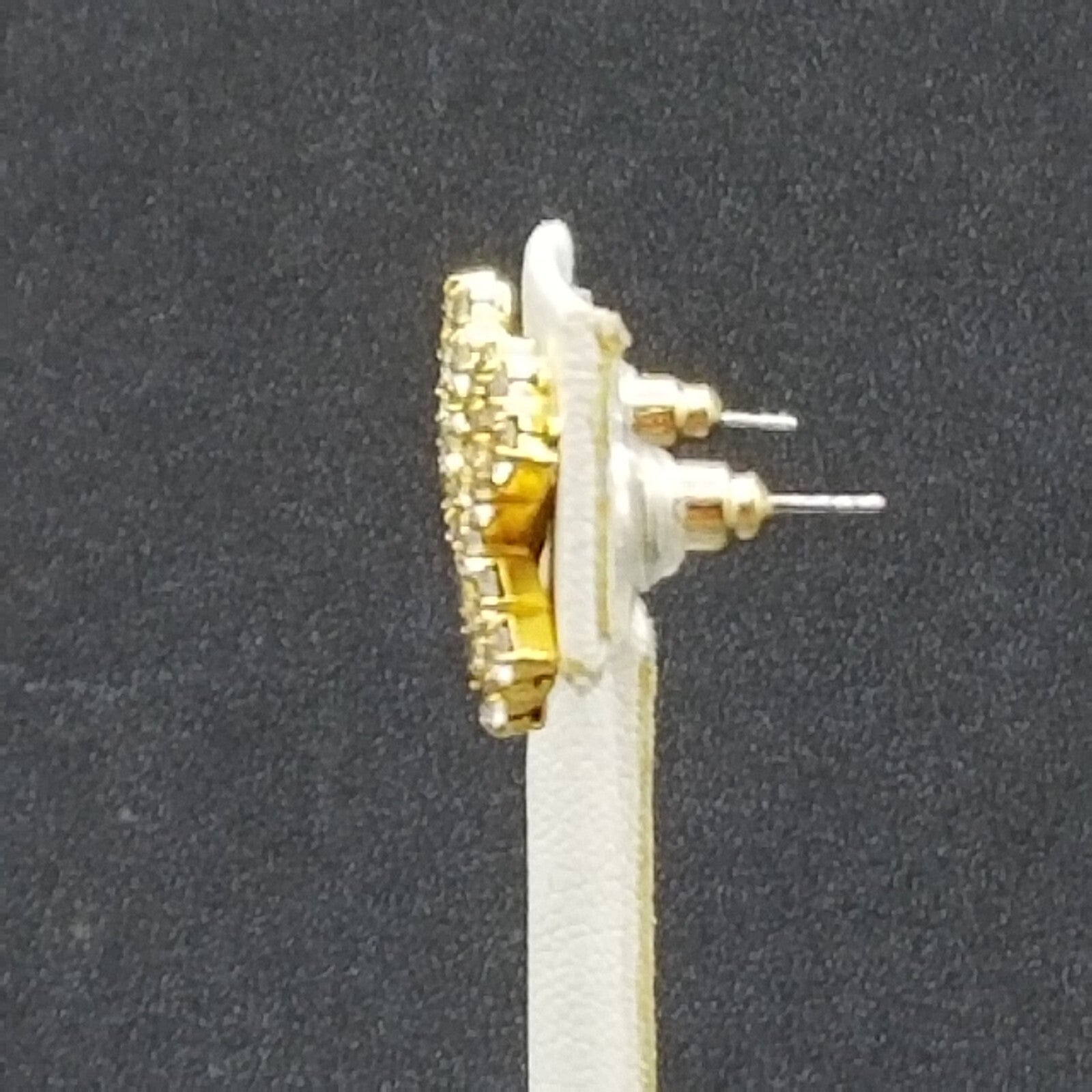 Pierced Earrings Gold tone Crystal X Statement Stud 1/2"
