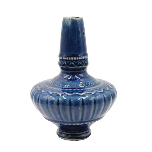 Art Pottery Vase Blue Glazed Geanie Bottle Decorative 8"