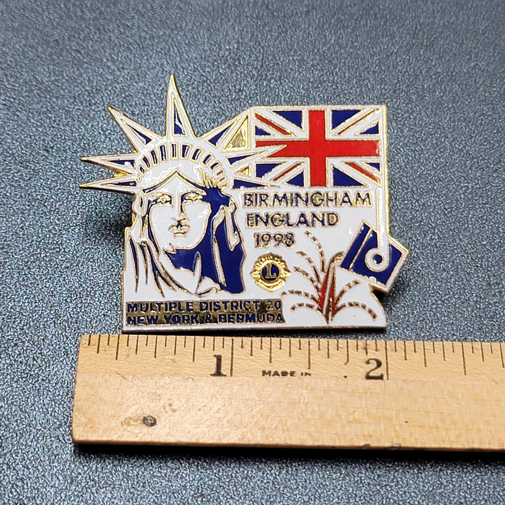 Lions Club Pin District 20 New York Bermuda 1998 Birmingham England Liberty