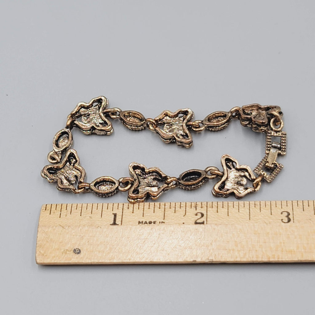 Butterfly Bracelet Bronze tone Multicolor Crystal Accents 6.5"