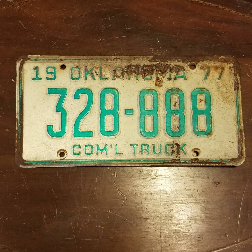 Vintage 1977 License Plate OKLAHOMA 328-888 12" x 6"