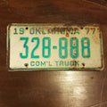 Vintage 1977 License Plate OKLAHOMA 328-888 12" x 6"